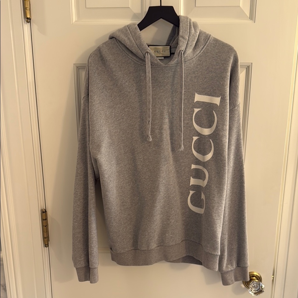Gucci Gray Sweater with Vertical Logo